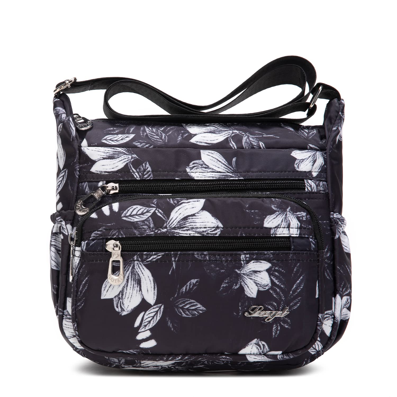 Photo 1 of Nawoshow Nylon Floral Multi-Pocket Crossbody Purse Bags for Women Travel Shoulder Bag (White Leaves)