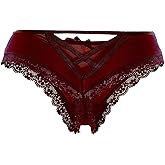 Justgoo Womens Lace G-String Thongs Panties Underwear Low Rise T-Back Underpants