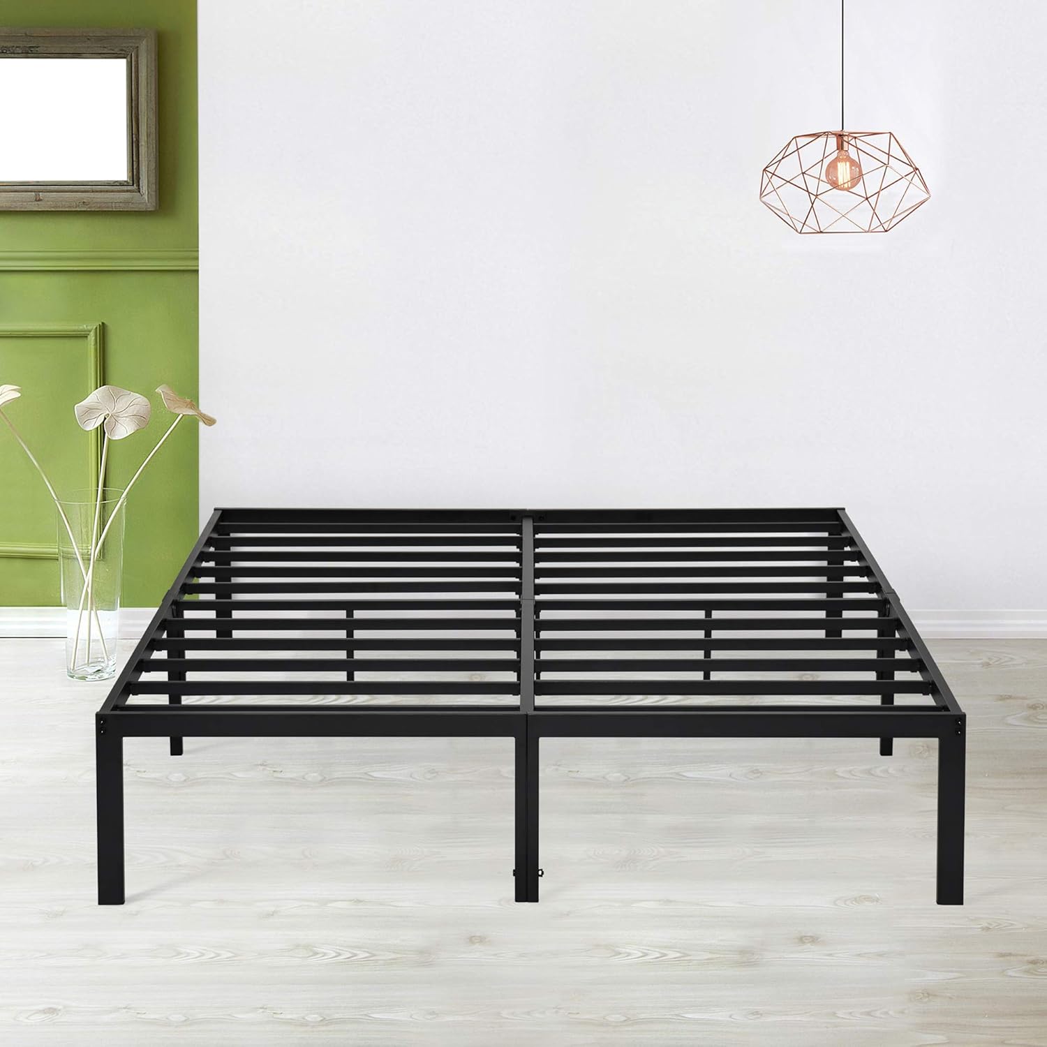 Sleeplace 14 Inch Heavy Duty Steel Slat Bed Frame/NonSlip