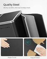 SONGMICS Kitchen Bin 3 x 18 L Recycling Bin with Soft-Close Lids Black LTB54BK view 4