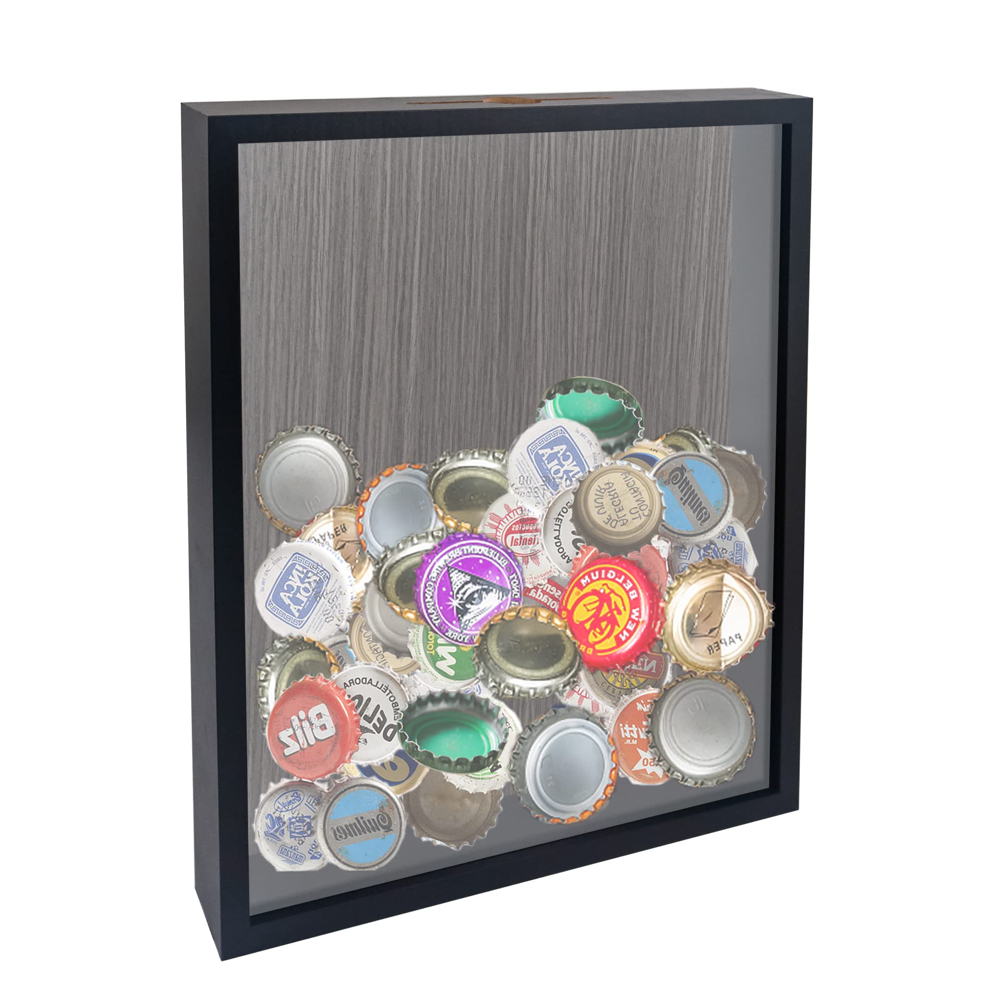 GraduationMall 11x14 Shadow Box Frame with Slot,Wine Cork Ticket Stub Shells Memory Box,Top Loading Display Case Memento Keepsake Storage Box Black