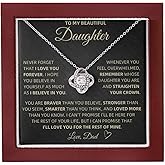 ROMESIA To My Daughter Necklace From Dad With Heartfelt Message, Daughter Birthday Present From Dad, Jewelry Gifts For Graduation for Her From Mom or Daddy, 14K Pendant