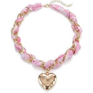 Agriajun Scarf Bandana Necklace for Women, Gold Charms With Heart Pendant Vintage Lightweight Leopard Choker Boho Natural Sto
