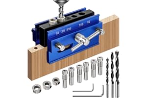 LIEBERWELL Self Centering Dowel Jig Kit, Drill Jig for Straight Holes Biscuit Joiner Set, Adjustable Drilling Guide Wood Working Tools with 3 Drill and 6 Drill Guide Bushings, Wood Doweling Jig for Woodworking