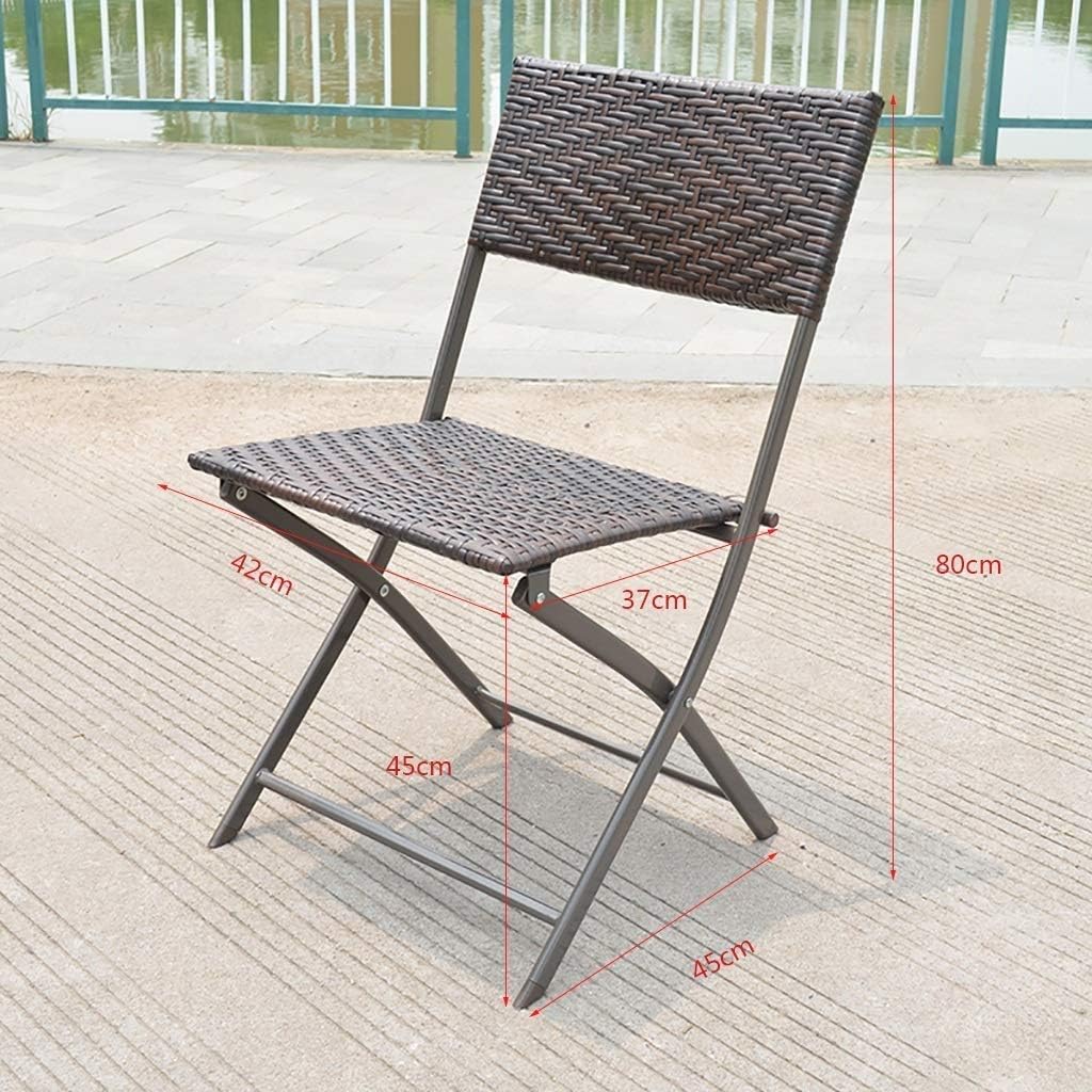 Guo shop Iron Art Round Folding Table Coffee Table, 70cm Outdoor Rattan Wicker Metal Folding Table Patio Porch Bistro Dining Table， (Color : Chair): Furniture & Decor