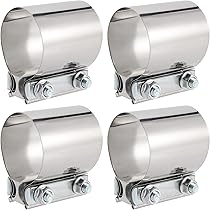 4-Pack 2.5" Butt Joint Exhaust Clamps - Stainless Steel Sleeve Clamp For Muffler Pipes
