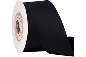 VATIN 2 inches Solid Black Grosgrain Ribbon Spool -25 Yards, Great for Sewing, Gift Wrapping, Hair Bows, Flower Arranging, Home Decorating