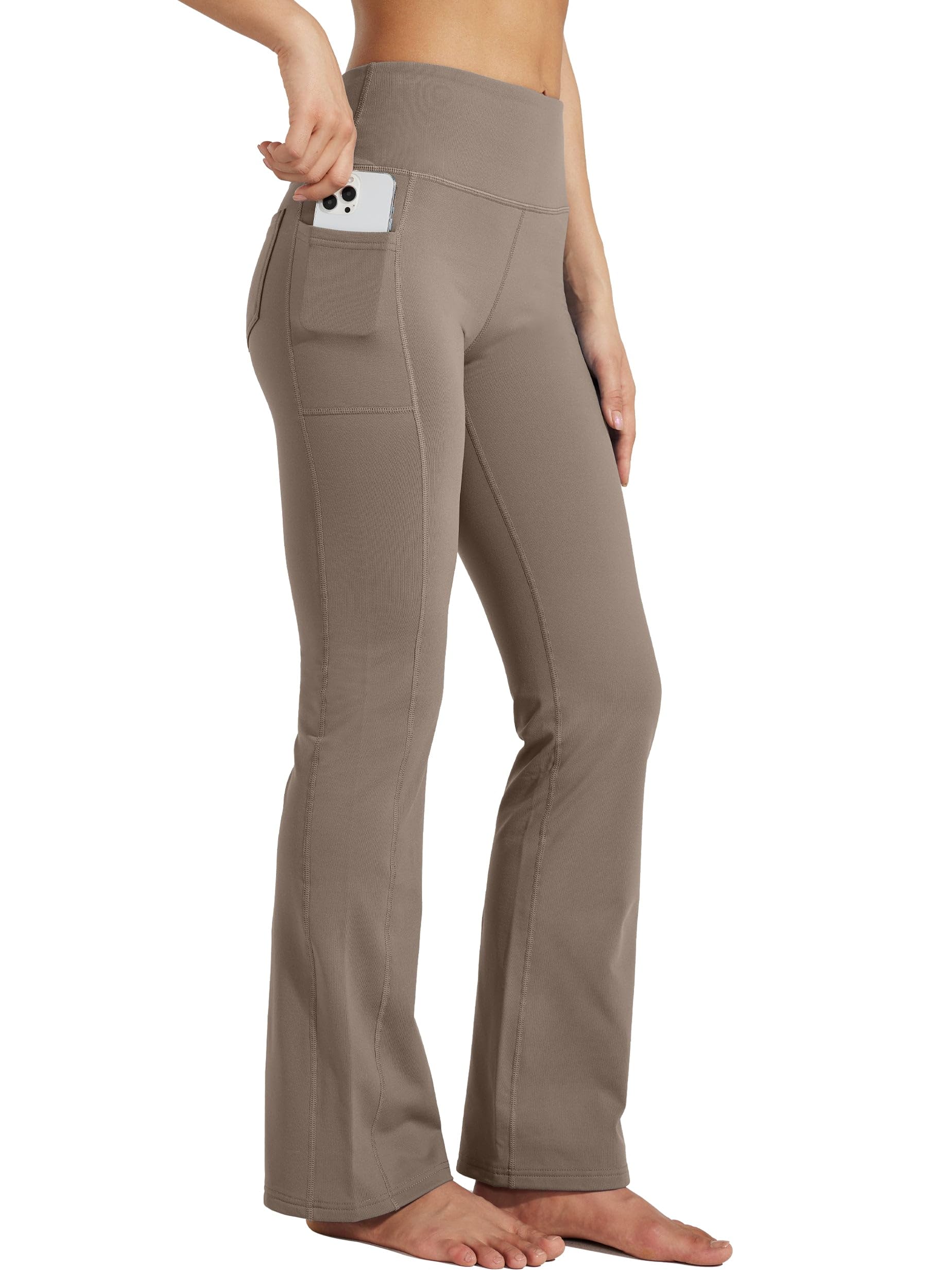View 1 of ***CHOCOLATE SEE PHOTO**
Willit Women's Fleece Lined Pants Yoga Bootcut Thermal Winter Pants High Waisted Flare Leggings Water Resistant Deep Taupe S
