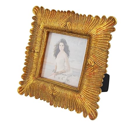 Giftgarden Bilderrahmen Gold Vintage quadratisch klein antik Barock Fotorahmen Shabby chic 10x10 Rahmen Hochzeit Family Gesch
