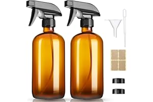 GIVAMEIHF 16oz Amber Glass Spray Bottles,2 Pack Glass Spray Bottles Refillable Empty Bottle with Adjustable Nozzle,Spray Bottle for Essential Oils,Cleaning,Pets,Hair Mister