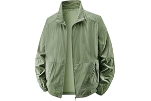 Quick-Dry Men's UV Shirt UPF 50+ Sun Protective Zip Up Lightweight Jackets Fishing Tops Long Sleeve Summer Wear