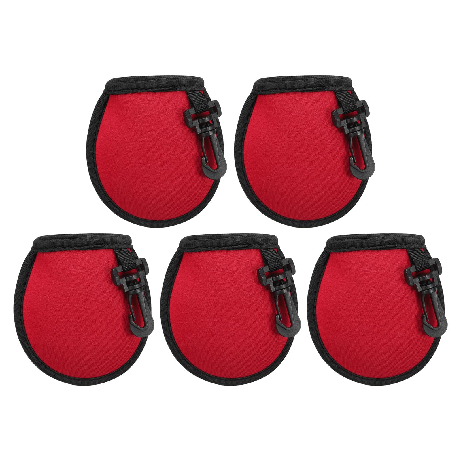PATIKIL Golf Ball Washer Pouch, 5 Pack Portable Golf Balls Cleaner Pocket Bag with Hanging Clip for Women Men Golf Exercise, Red