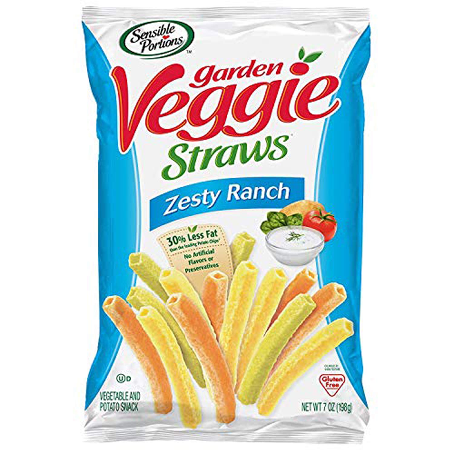 Sensible Portions Garden Veggie Straws, Zesty Ranch, 7 oz. (Pack of 6)