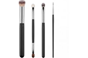 BOROLA 4PCS Concealer Brush Set for Under Eye, Tear Trough,Spot Coverage- T22 Detail, 301 Dual-Ended, 370 Curved & 270 Rounde