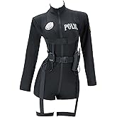 haikyuu Cop Cosplay Outfit Set Women Halloween Police Costume with Bodysuit Belt Leg Garter Toy Walkie Talkie Hat