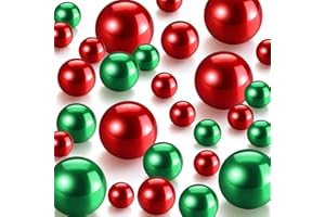 JUNKIN 150 Pieces Vase Filler Faux Pearls Vase Makeup Beads No Hole Gloss Bead Mixed Sizes Round Pearl for Home Party Wedding Decor, 8/14/20 mm(Red, Green)