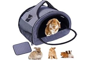 Rabbit Carrier, Small Pet Carriers for Guinea Pig Hamster Bird Bunny Bearded Dragon Kitty, Animal Bag with Stable Handle and 