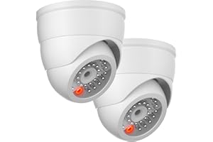 SZYAN Dummy Security Cameras, Fake Surveillance Camera Simulated CCTV Dome with Flashing Red Light Lens for Home, Outdoor, In