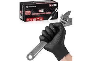 NEOTRIL 8 Mil Heavy Duty Non-Sterile Disposable Nitrile Gloves with Raised Diamond Texture Grip Rubber Gloves