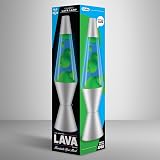 Lava Lamp 2124 Green Wax Blue Liquid Silver Base Cap 14.5 inch view 7