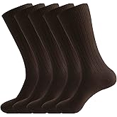 PUJANE Men's Dress Crew Socks 5 Pairs Mens Cotton Calf Business Formal Socks Soft Breathable Athletic Long Sport Socks