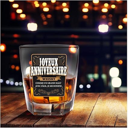 Les Tresors De Lily P2699 Verre A Whisky Joyeux Anniversaire 85x55 Mm Amazon Fr Cuisine Maison