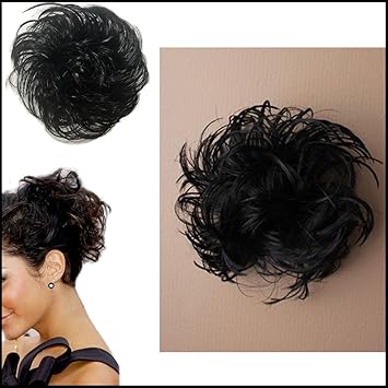 Messy Bun Black Imitation Fake Hair Scrunchie Synthetic Bobble