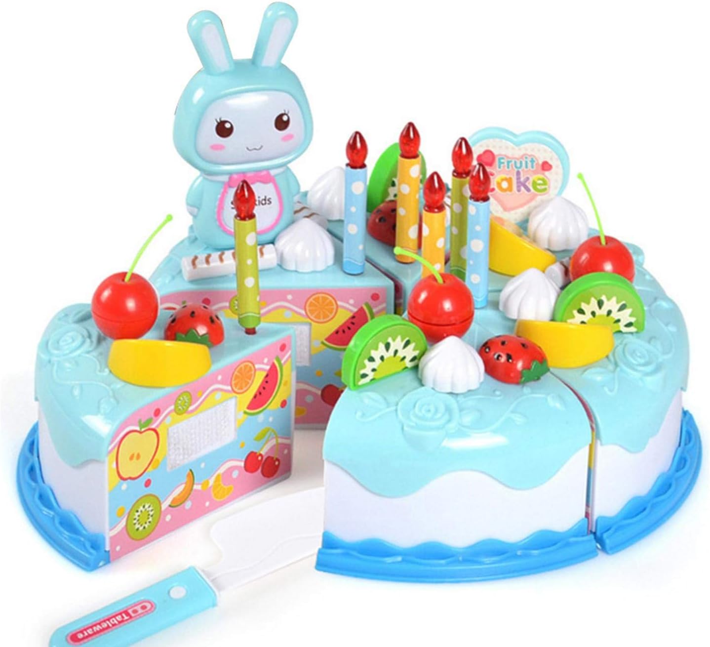 Jouet Dinette Gâteau D'Anniversaire - 75 Pièces - Pour Enfants 3-6 Ans - Jeu De Rôle Cuisine Et Découpe