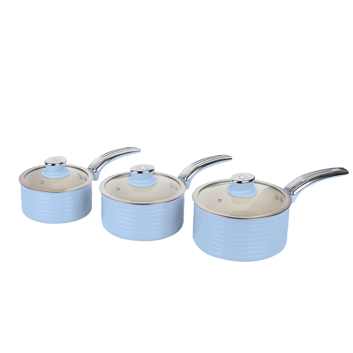 Swan Retro Saucepan Set with Easy Clean NonStick Ceramic Coating