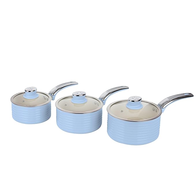 Swan Retro Saucepan Set with Easy Clean NonStick Ceramic Coating