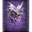 Anne Stokes Dragon Beauty Silk Touch Dragon Throw with Sherpa Lining, Measures 50 inches by 60 inches