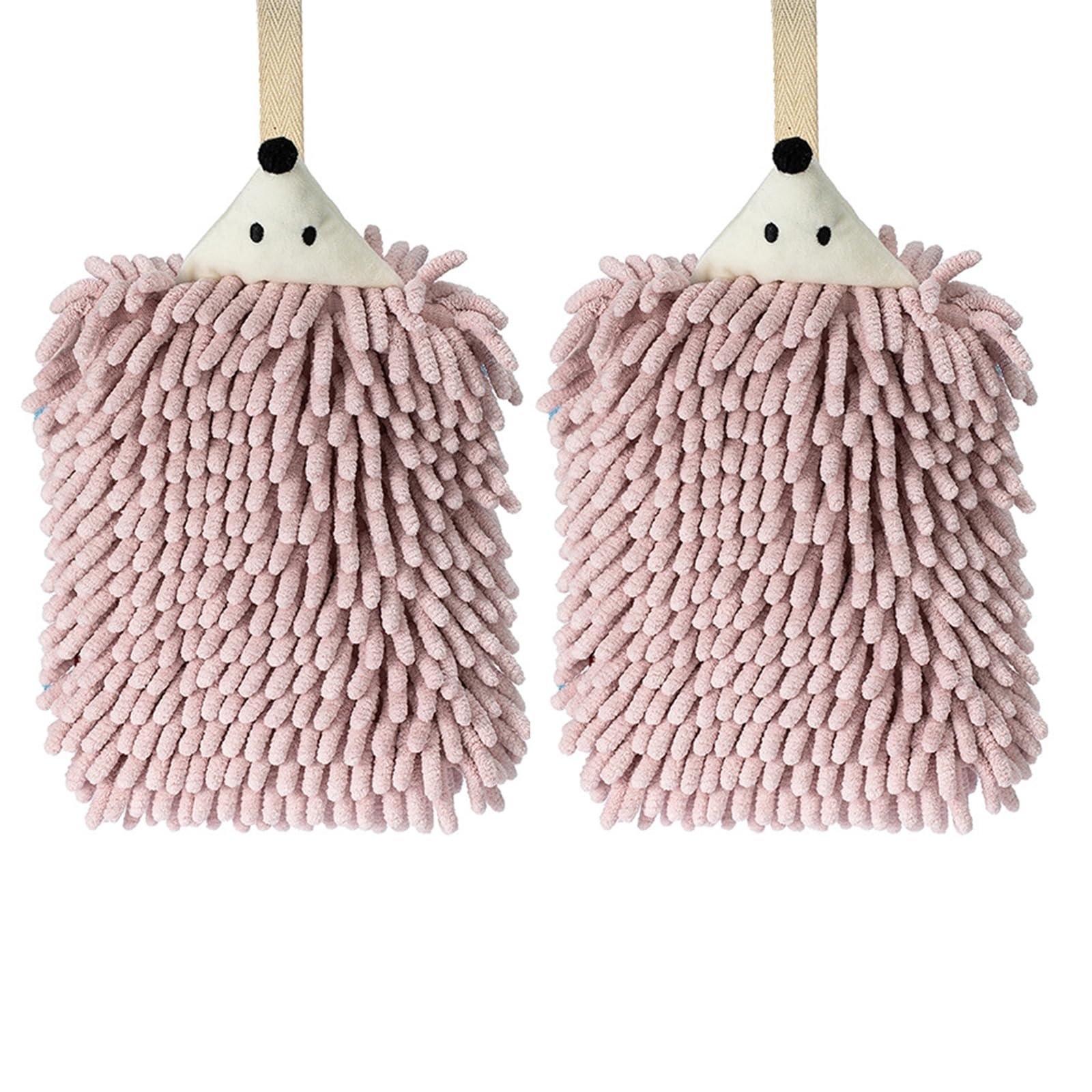 soulnioi Kitchen Hand Towels, Cute Animal Dish Cloths Microfiber Cleaning Cloth Absorbent Washcloth with Hanging Loop for Kitchen and Bathroom - Hedgehog, Pink