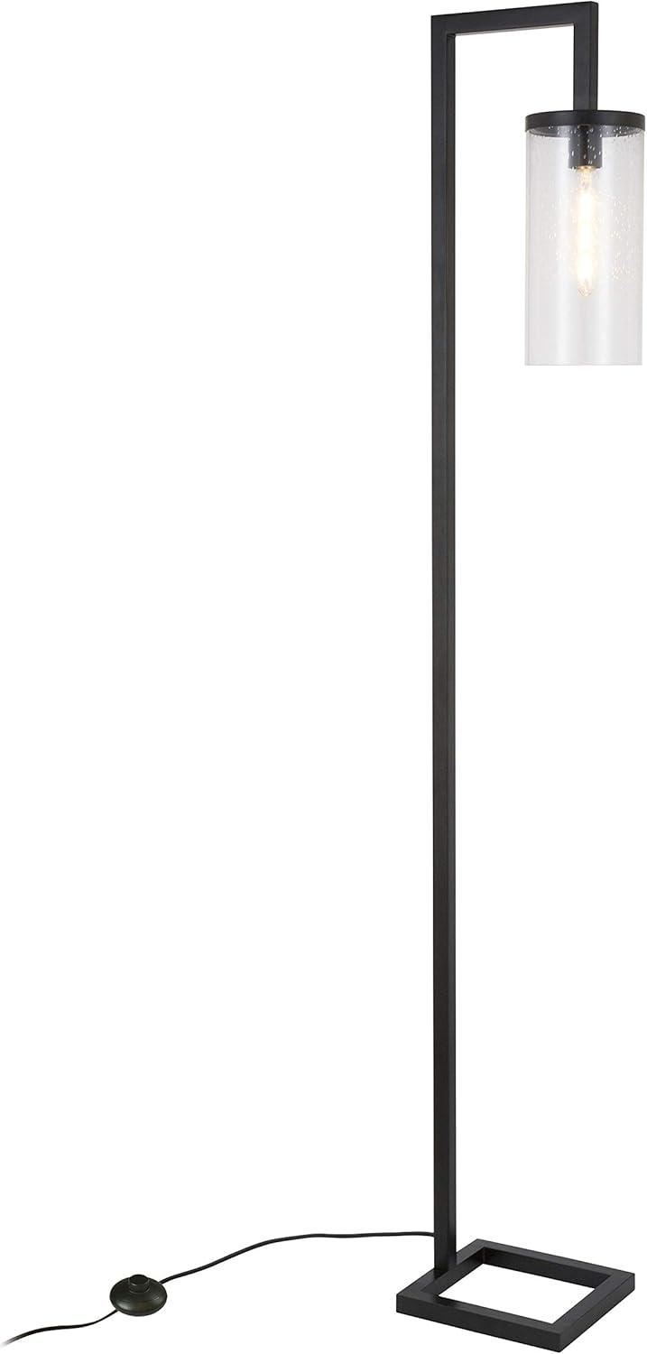 Henn&Hart FL0014 Modern farmhouse seeded floor lamp, One Size, Black - - 