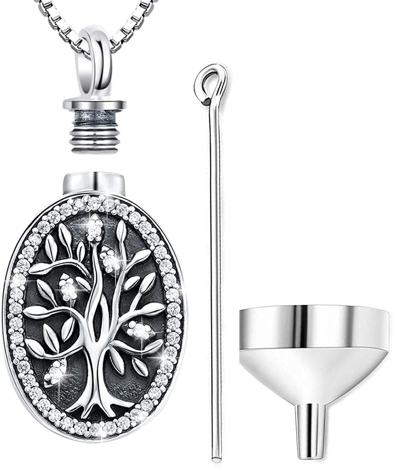 Aniu 925 Sterling Silver Urn Necklace for Ashes Cremation