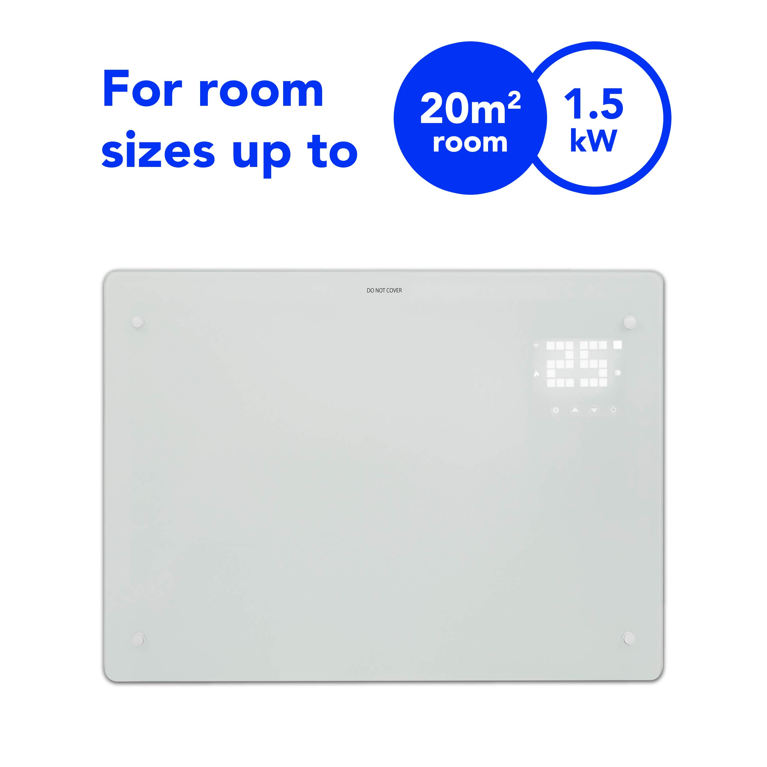 Devola Wifi Enabled Smart Electric Glass Panel Heater 1500W | Alexa Heating Control, Open Window Detection, Wall Mounted & Free Standing Low Energy Heaters with Timer | Lot 20, DVPW1500WH (White)