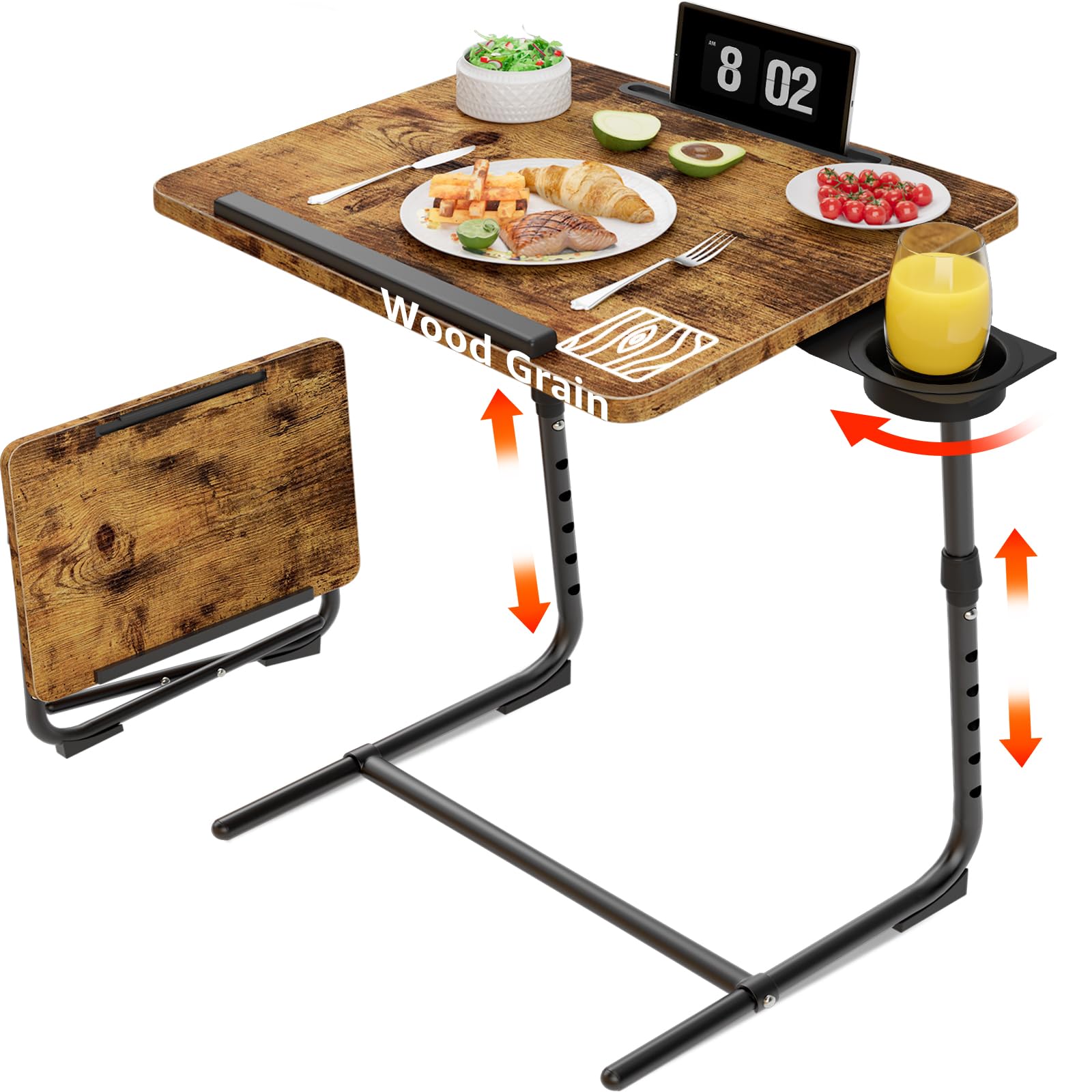 Photo 1 of (UNTESTED) Folding TV Tray Adjustable Dinner - Trays for Eating On Couch Wooden Tables Mate Stand Foldable Desk with Cup Holder Portable