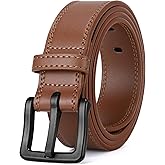 XZQTIVE Men’s Metal Free Belt Hypoallergenic Leather Belts For Jeans Dress Nickle Free TSA Belt With Black Buckle