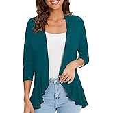Urban CoCo Women's 3/4 Sleeve Casual Cardigans for Women Trendy Open Front Lightweight Cover Ups