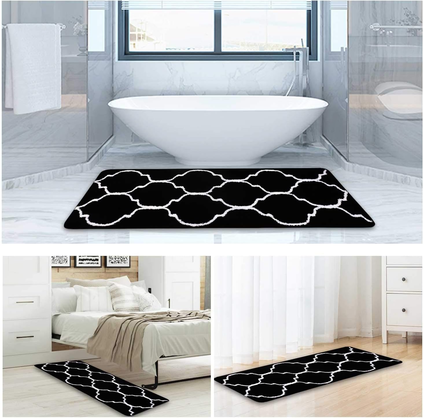 Homcomoda 2 Piece Bathroom Rug Set Bath Mat Non Slip Microfiber Bath Shower Rugs Machine Washable Absorbent Floor Carpet For Bathroom Black Bath Home Urbytuscom