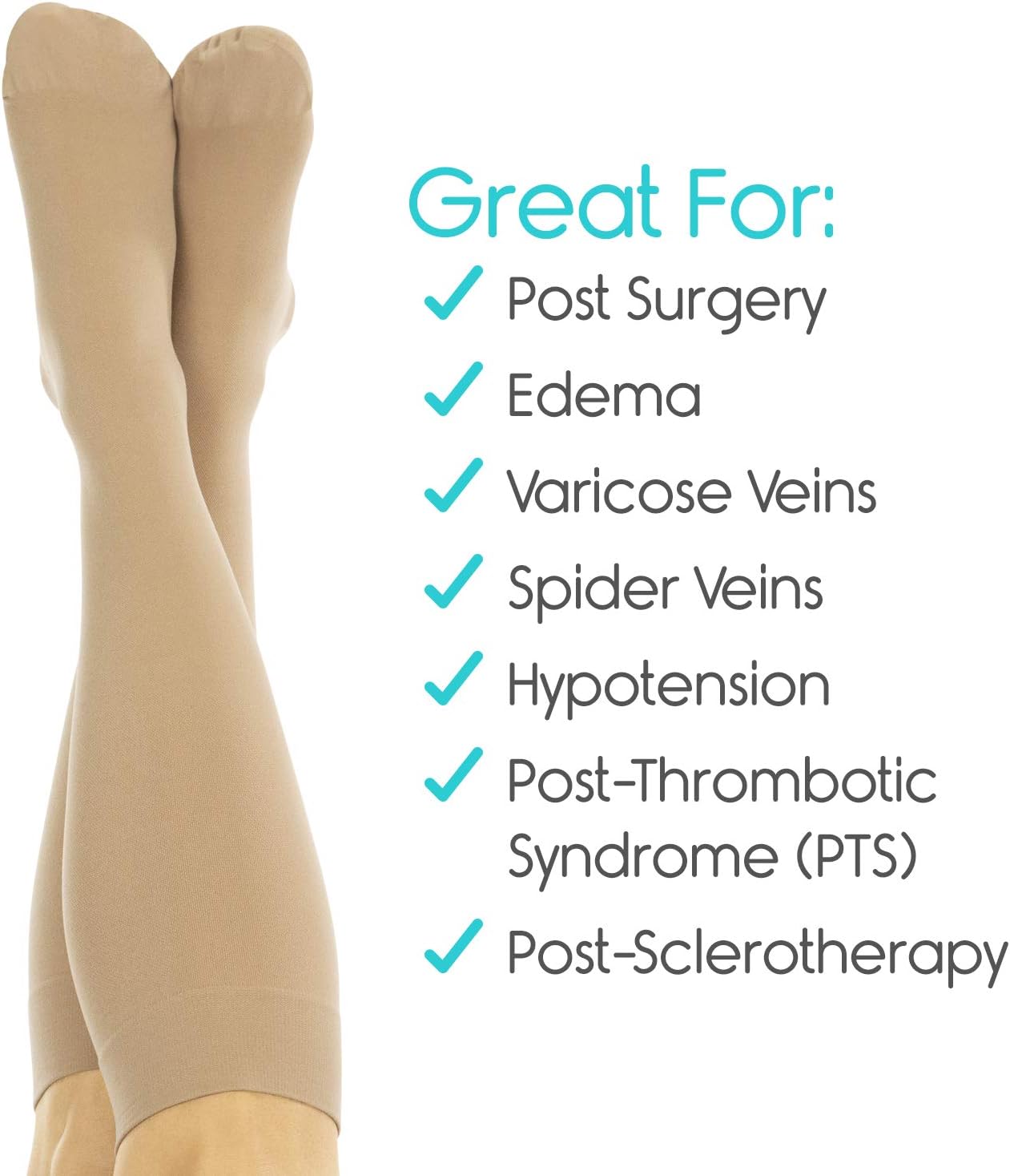 TruCompress Compression Stockings, 15- 20 mmHg for Varicose Veins, Ultra Sheer TED Style Hose for Women and Men - Image 5