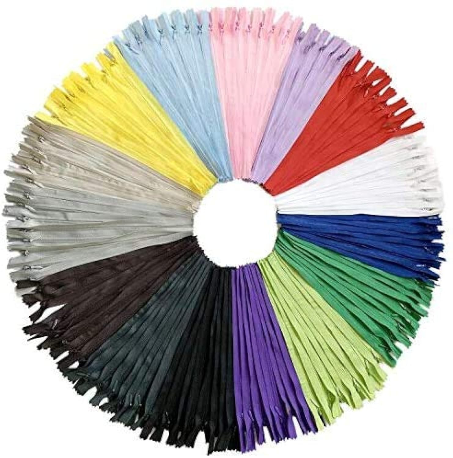 DOITEM 60pcs 50cm/20 Inch Invisible Multicolor Nylon Coil Zippers for Sewing and Crafts 15 Colors — image 1
