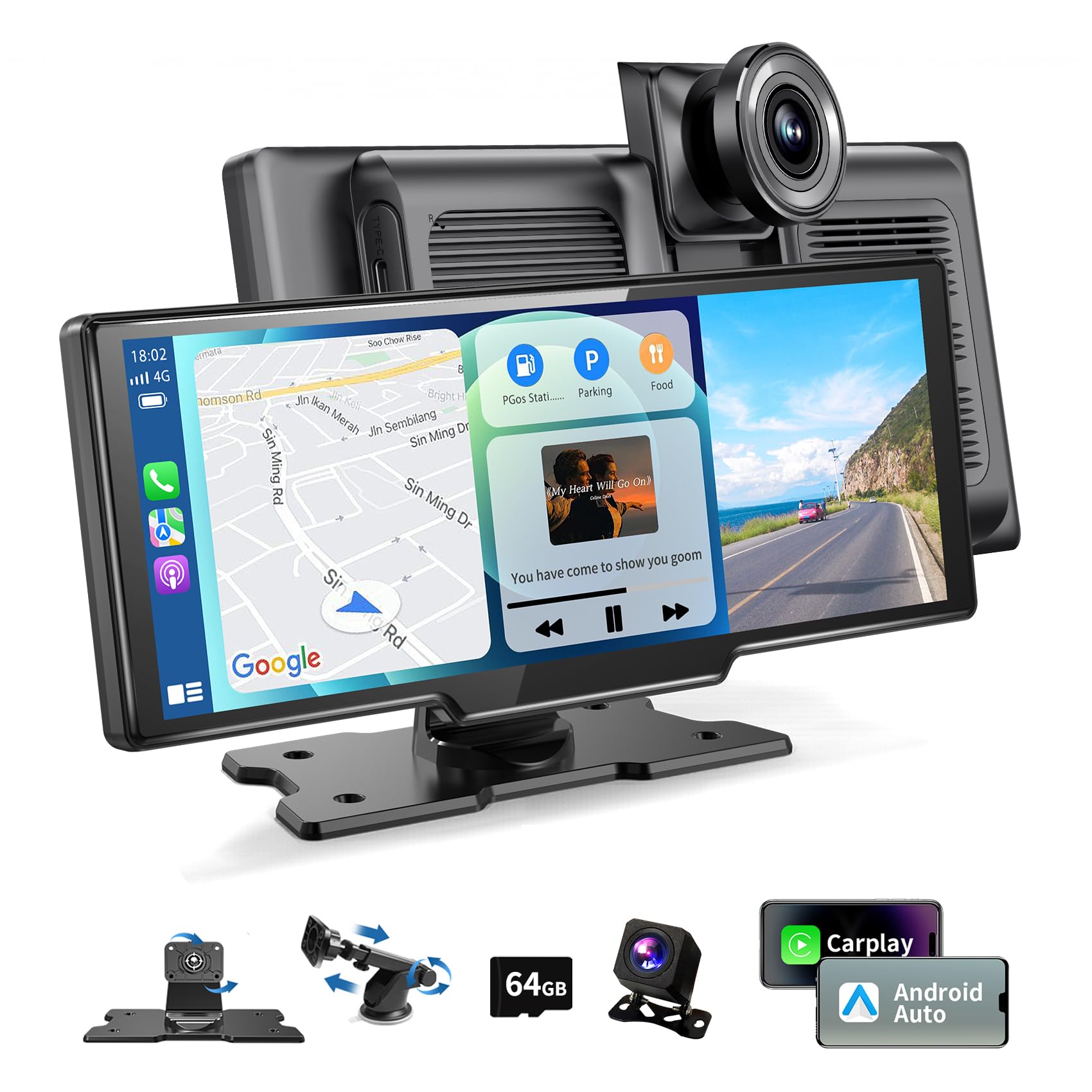 10.26" Wireless Portable Apple Carplay & Android