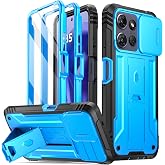 Poetic Revolution Case for Motorola Moto G Power 5G 2026 / Moto G Power 5G 2025, [Slide Camera Cover], Full-Body Military Grade Shockproof Cover with Kickstand &amp; Built-in-Screen Protector, Light Blue