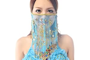 Wuchieal Women's Belly Dance Tribal Face Veil With Halloween Costume Accessory