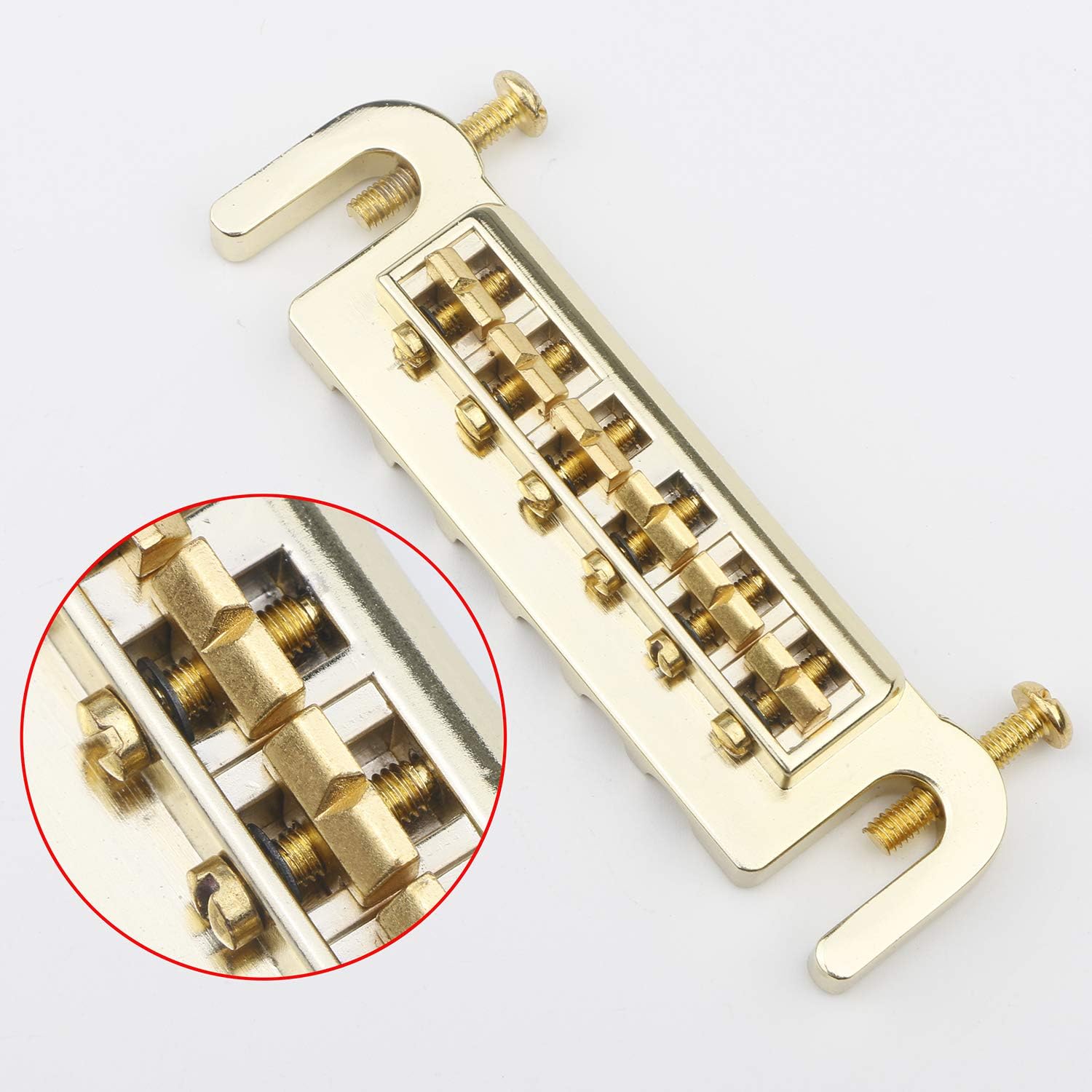 Unxuey Gold Electric Guitar Bridge Tailpiece Tune-O-Matic Wraparound Adjustable Bridge 6 String Tailpiece for Les Paul Style - Image 3