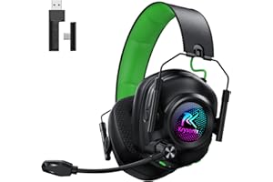 Krysenix Wireless Gaming Headset with Noise Canceling Microphone for PC, PS5, PS4, Switch, Mac, 2.4 GHz Wireless & Bluetooth 5.4 Gaming Headphones, Cool RGB Lighting, 50Hr Battery, 50mm Drivers(Deep Green)
