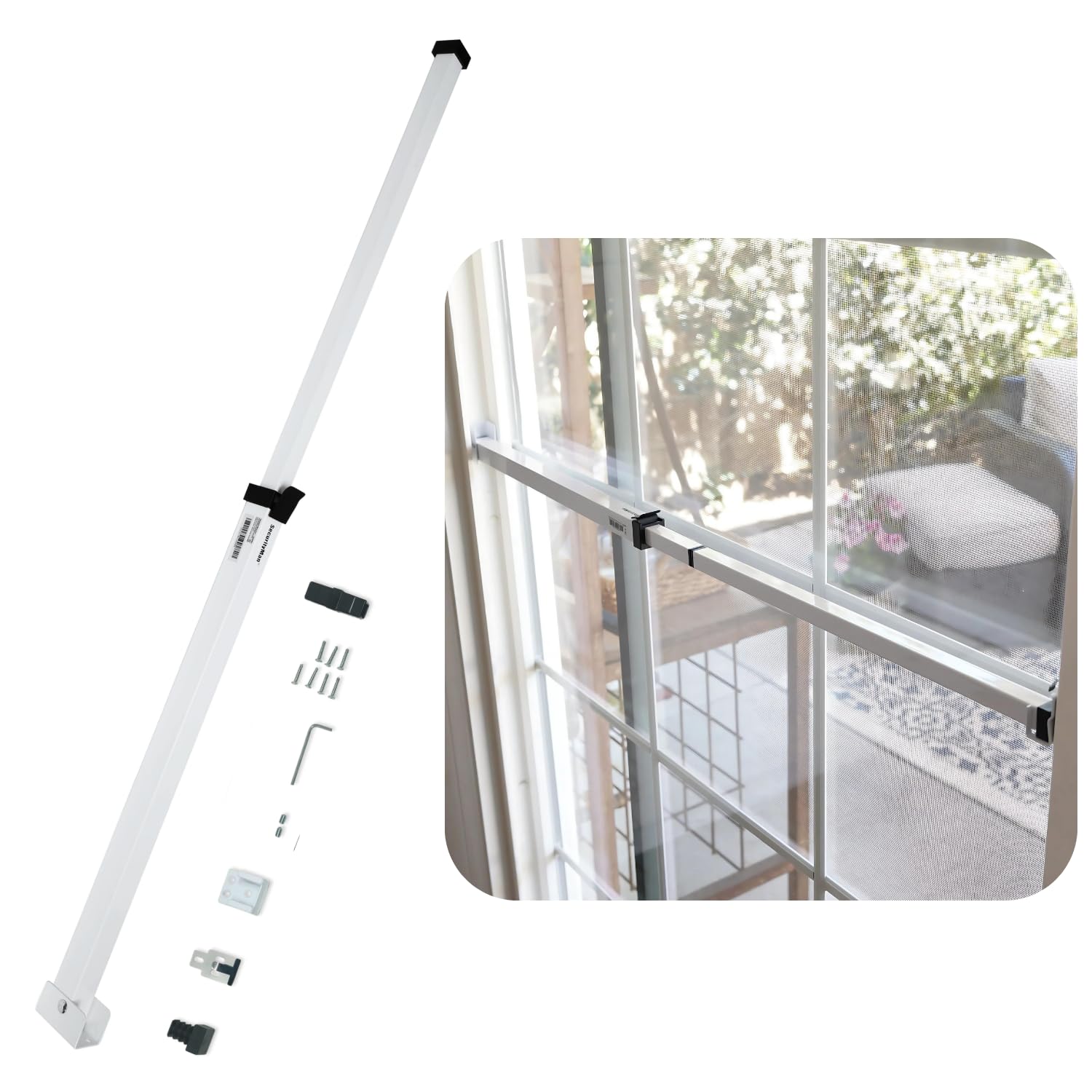 Photo 1 of SECURITYMAN Sliding Door Security Bar-Child Proof Sliding Door Lock Bar with Anti Lift Lock - Fits Most Doors & Windows - Adjustable Patio Door Security Bar (18.75"- 51.1") - White