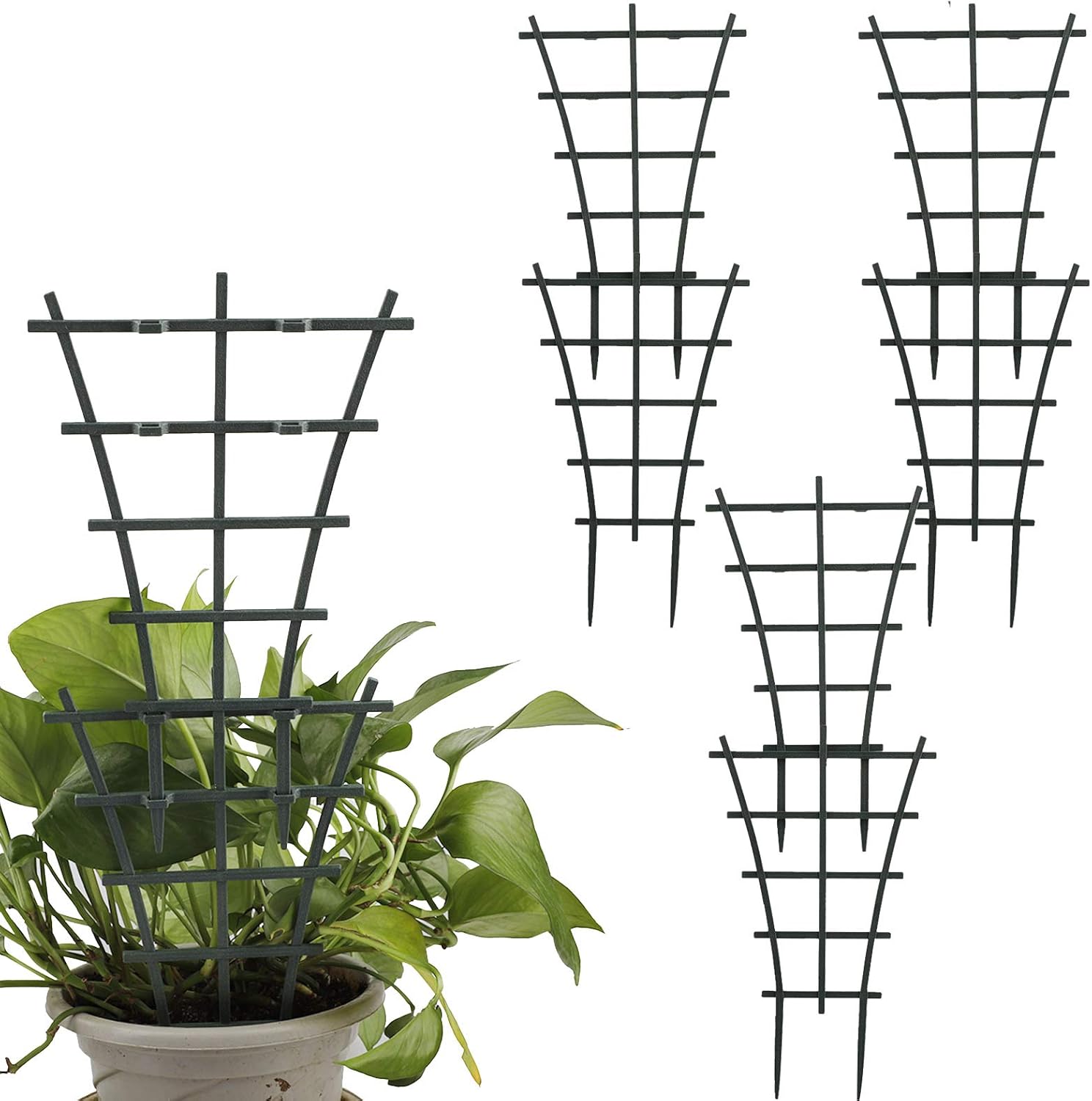NMFIN 6Pcs Plastic Climbing Trellis, Plant Vine Leaf Support Stakes,Flower Plant Climbing Frame, Trellises for Potted Climbing Plant Vines Vegetables Climbing Stakes
