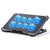 ICE COOREL Laptop Cooling Pad with 8 Cooling Fans, Laptop Fan Cooling Pad for 14-17 Inch, Gaming Laptop Cooler Stand with 6 H