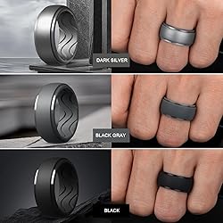 Egnaro Men's Silicone Rings 10mm Wide 2.5mm